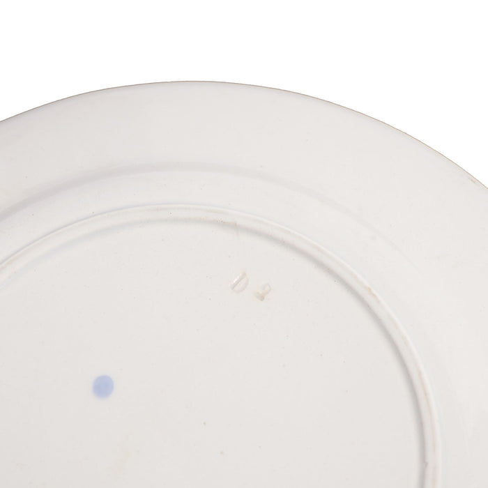 Pair of French glazed faience plates with scallions and artichokes (c. 1850's)