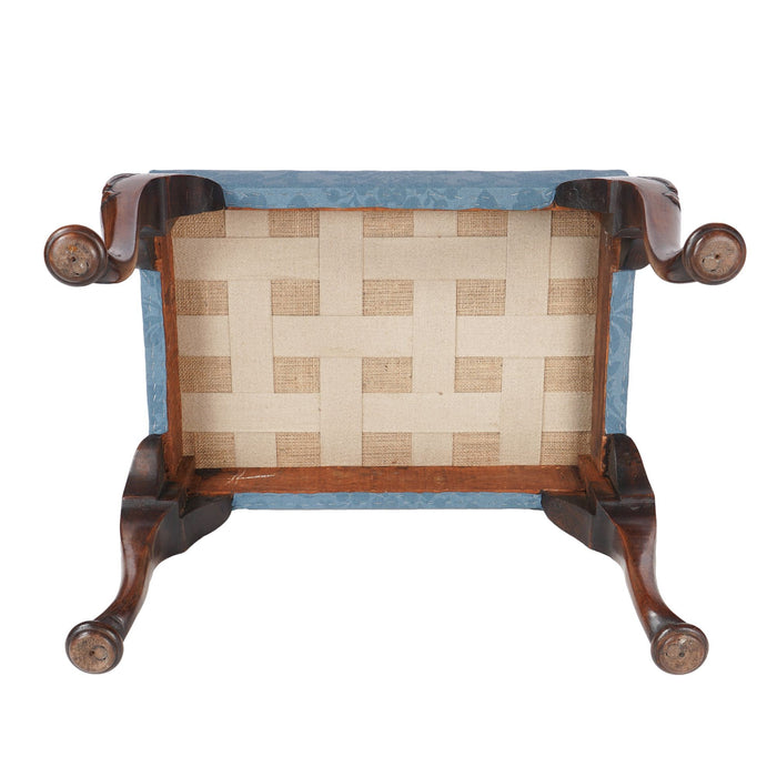 English Queen Anne upholstered stool (c. 1850)