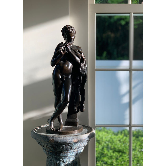 Cast bronze sculpture of Pan playing the flute by Ferdinand Barbedienne (1875-1900)