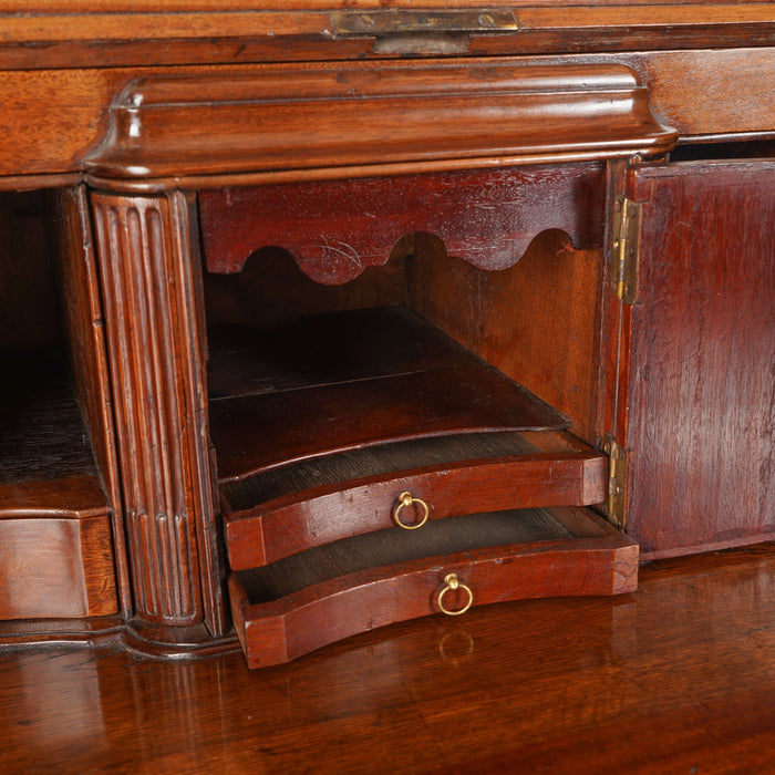 English George III Chippendale slant front secretary desk with glazed astragal doors (c. 1770)