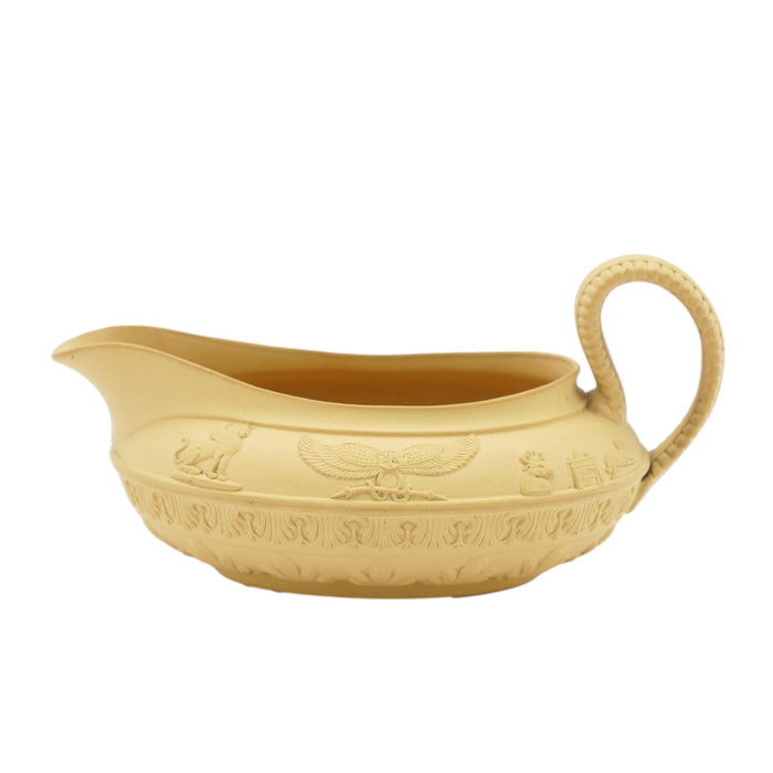 Caneware creamer and covered sugar bowl in the Egyptian taste by Schiller & Gerbing (c. 1835)