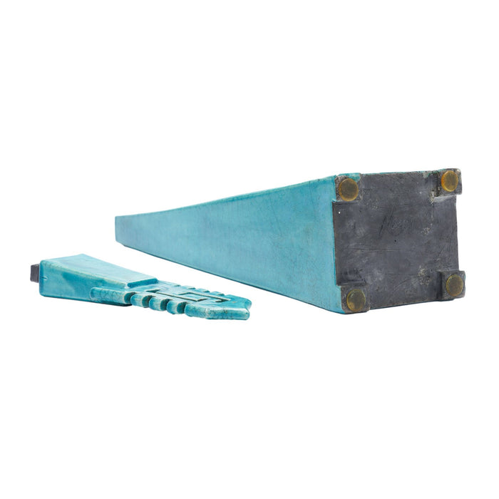 Turquoise glazed studio ceramic two part obelisk (c. 1950)