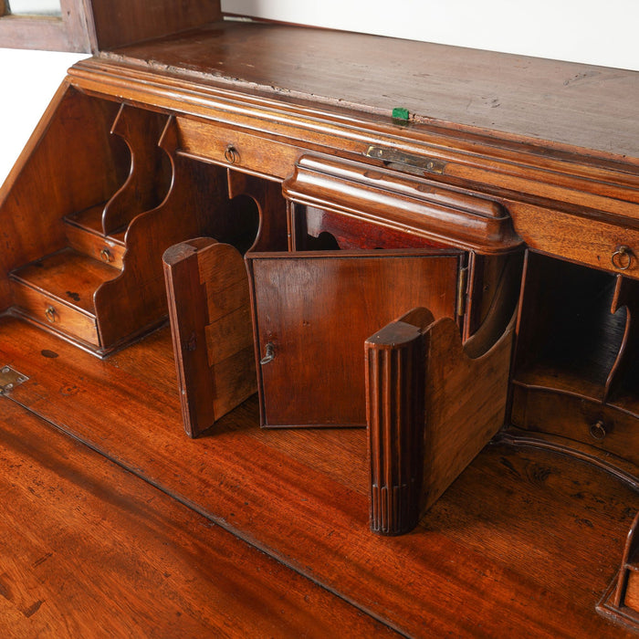 English George III Chippendale slant front secretary desk with glazed astragal doors (c. 1770)