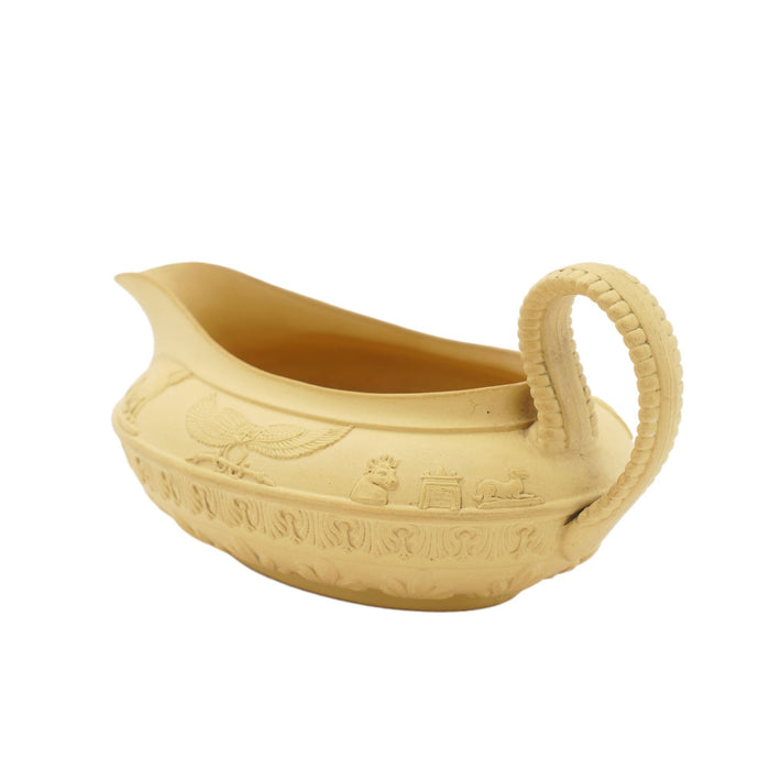 Caneware creamer and covered sugar bowl in the Egyptian taste by Schiller & Gerbing (c. 1835)