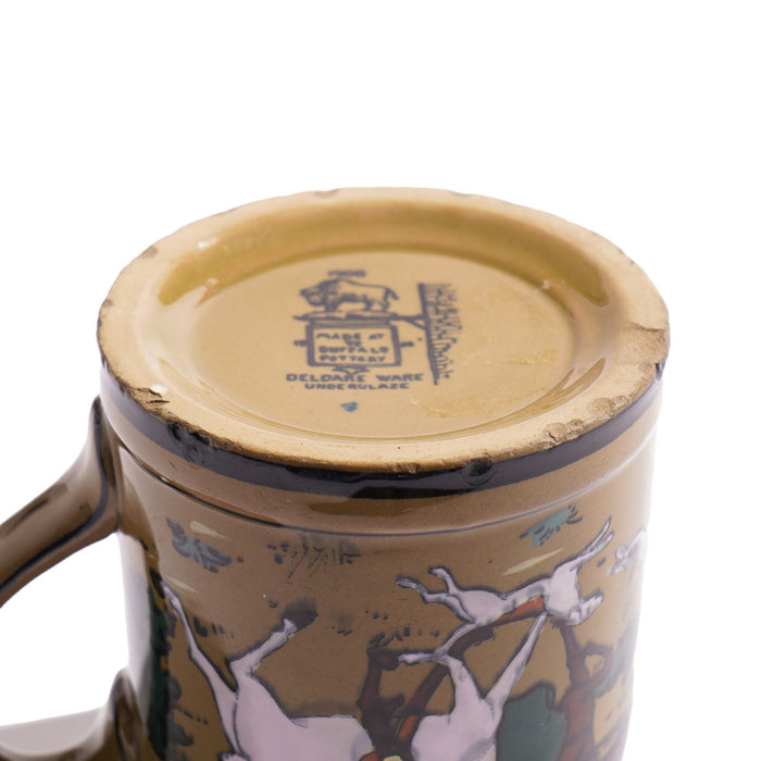 Deldare Ware "Breaking Cover" hunt scene mug by Buffalo Pottery (1908)