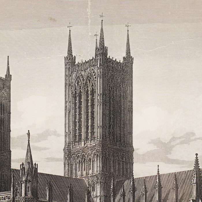 Pair of engravings of English gothic churches by John Coney (1819)