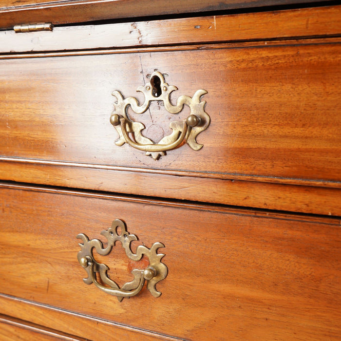 English George III Chippendale slant front secretary desk with glazed astragal doors (c. 1770)