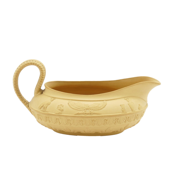 Caneware creamer and covered sugar bowl in the Egyptian taste by Schiller & Gerbing (c. 1835)