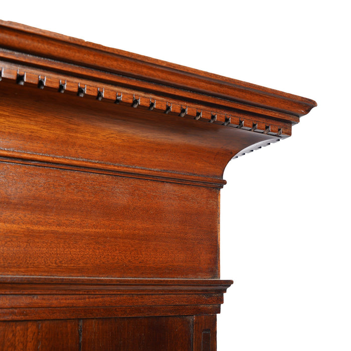 English George III Chippendale slant front secretary desk with glazed astragal doors (c. 1770)