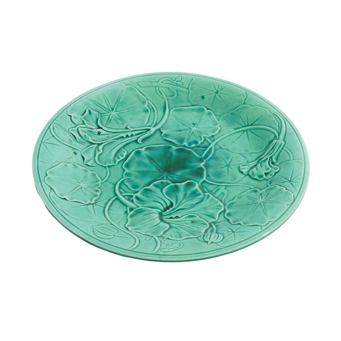 English majolica ceramic greenware dessert plate (c. 1820)