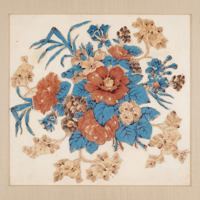 American floral chintz appliqué quilt square (1825-50)