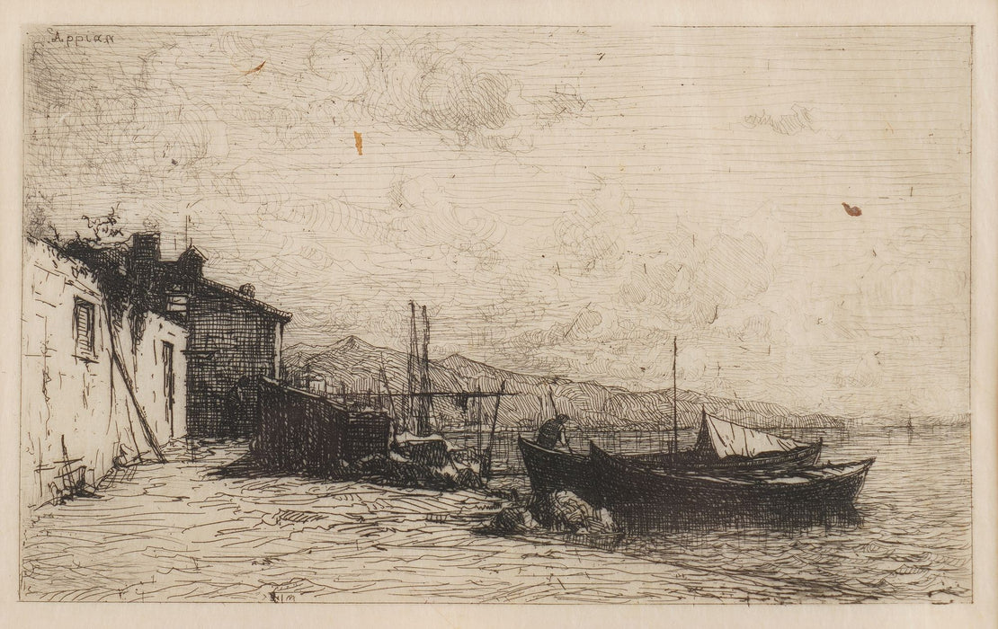 Cabanes de pecheurs sur les cotes d'Italie by Adolphe Appian (c. 1885)