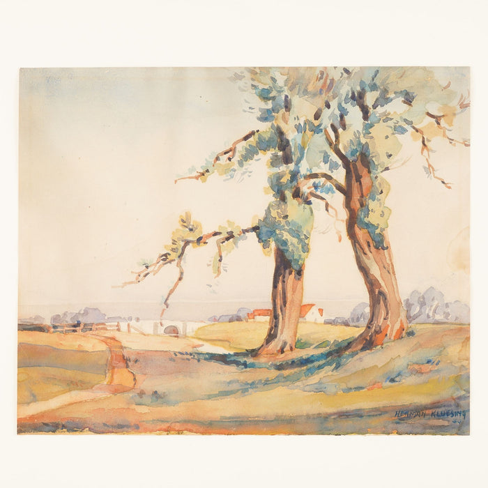 Watercolor landscape by Herman Kloesing (c. 1930)