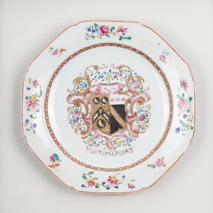 Framed Chinese export octagonal plate (c. 1750-1800)