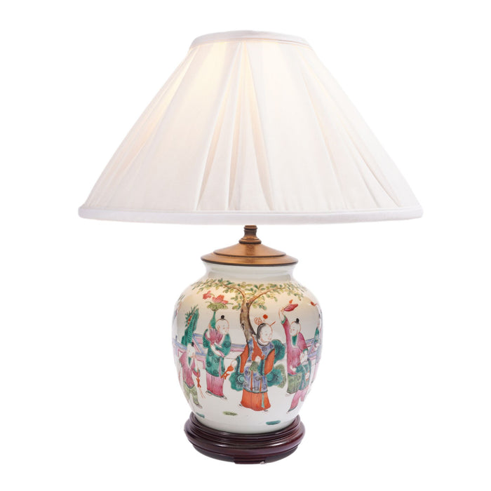 Chinese ginger jar lamp in polychrome enamels (c. 1890-1910)