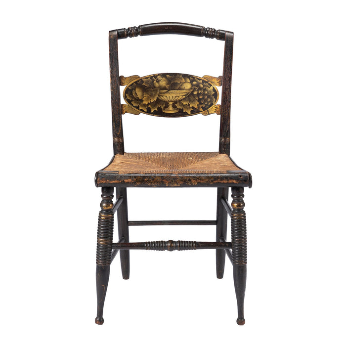 American Hitchcock turtle back rush seat side chair (1830)