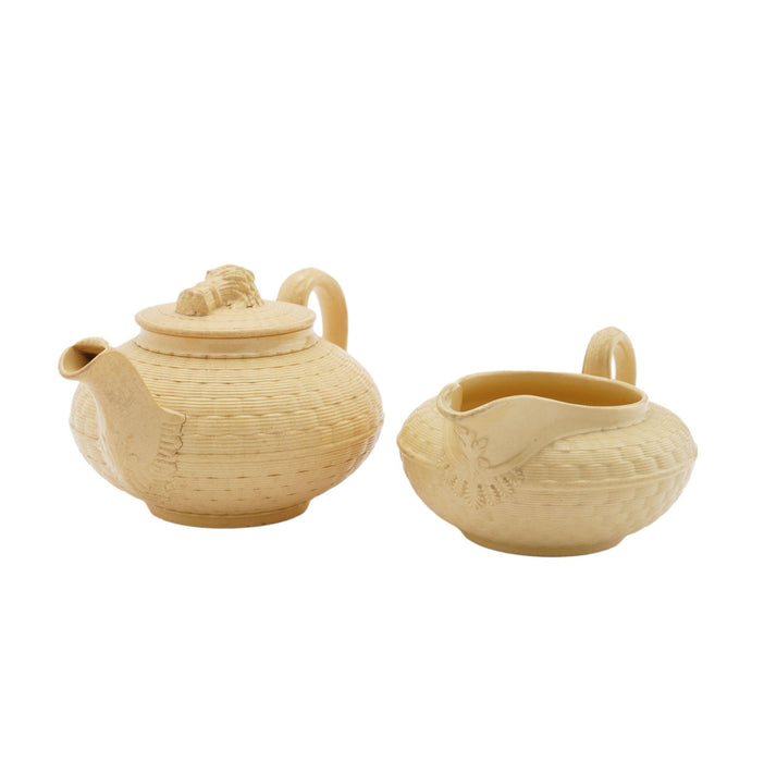 Caneware creamer and tea pot by Wedgwood (c. 1817)