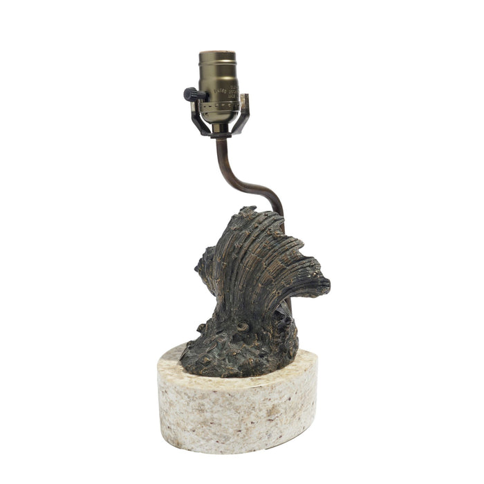 Vintage cast bronze shell lamp on a marble base (c. 1900)