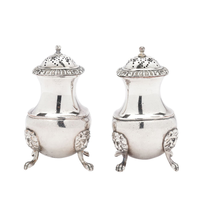 Pair of pear shaped pepper castors by The Barker Brothers (c. 1912)