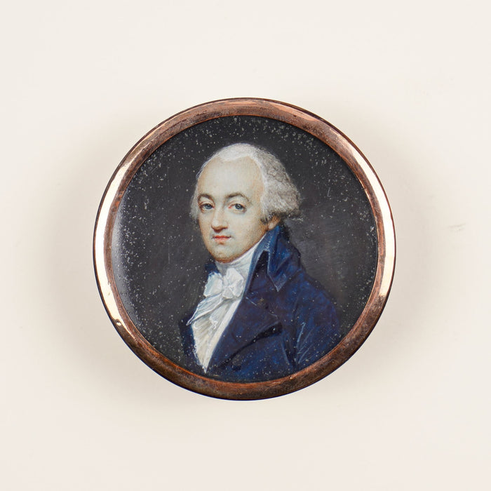 Shadowboxed tortoise shell snuff box with a finely painted miniature portrait (c. 1775)