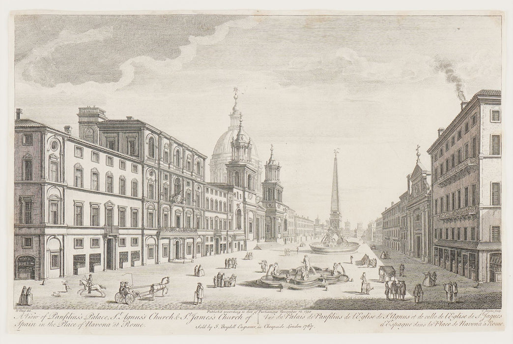 View of the Palazzo Pamphili and Piazza Navona in Rome by Le Geuy (1767)