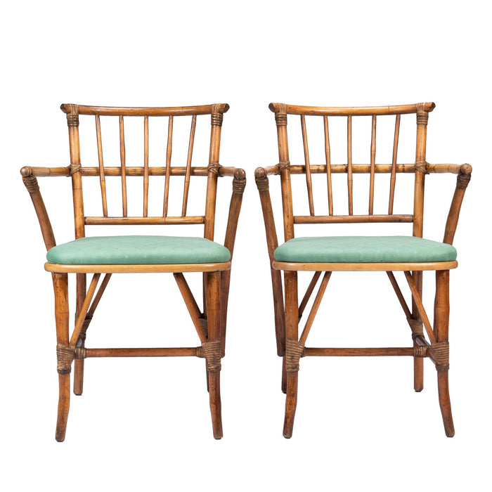 Pair of American Mid Century bamboo turned arm chairs (1950's)