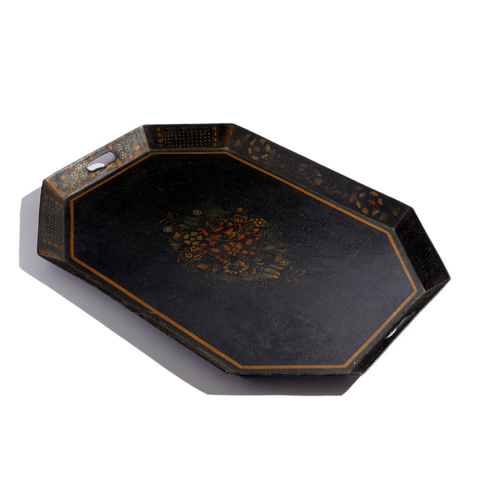 English octagonal standing rim tole tray (c. 1815)