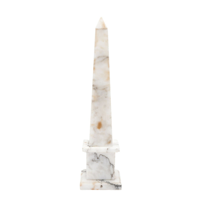 Italian Carrara marble obelisk on plinth (c. 1900's)