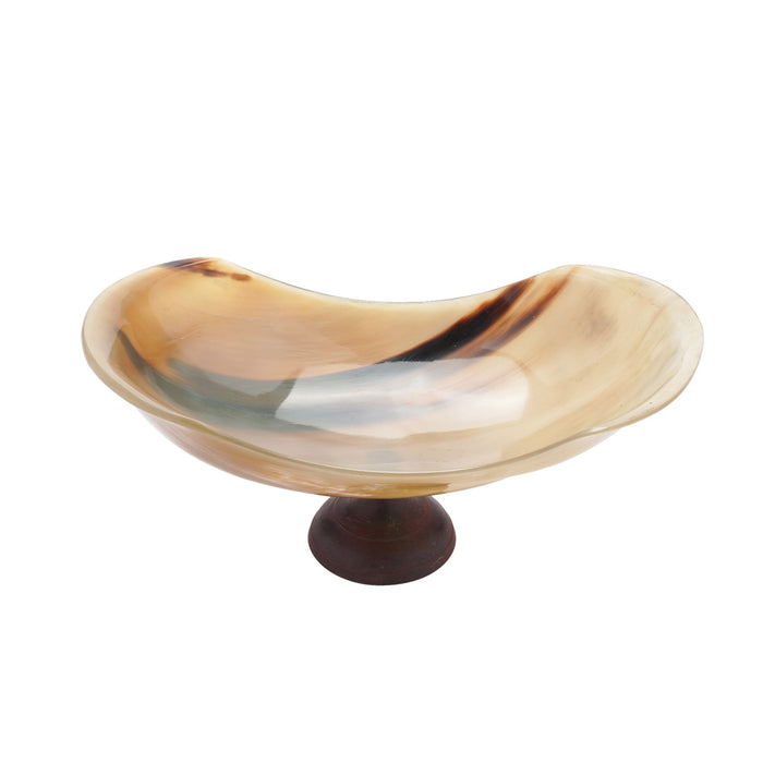 Buffalo horn bowl on pedestal