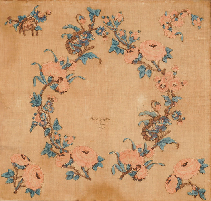 American appliqué quilt square by Rachel G Gilpin (1845)