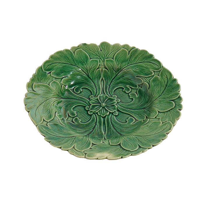 English majolica tea plate with leaf design (c. 1840)