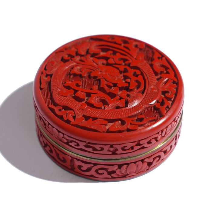 Round Chinese cinnabar box (c. 1950)