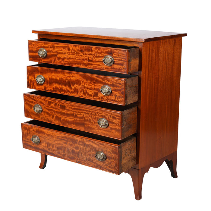 Small-scaled Massachusetts Hepplewhite four drawer chest (c. 1880)