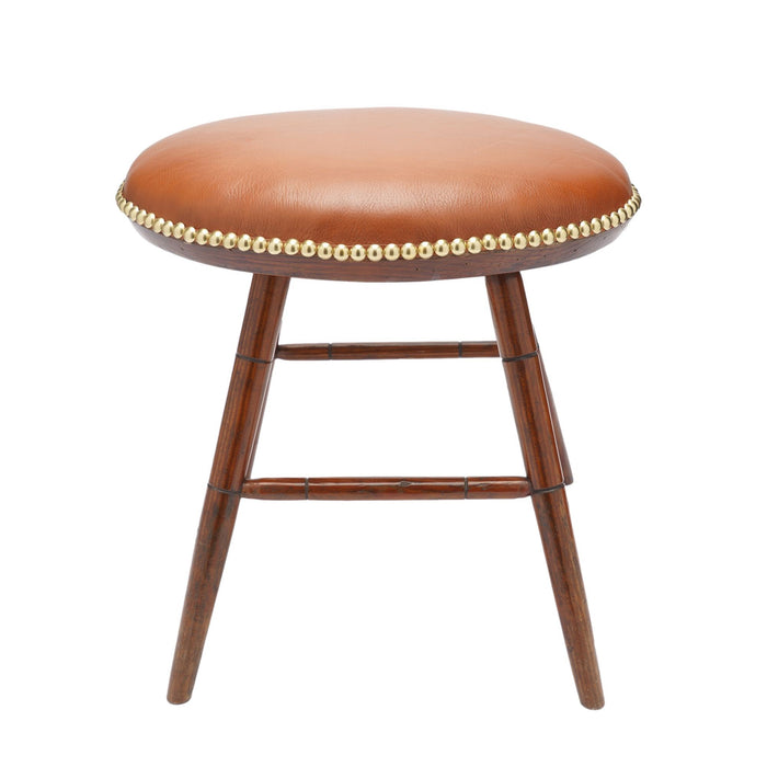 Oval Windsor stool with leather seat (c. 1825-50)