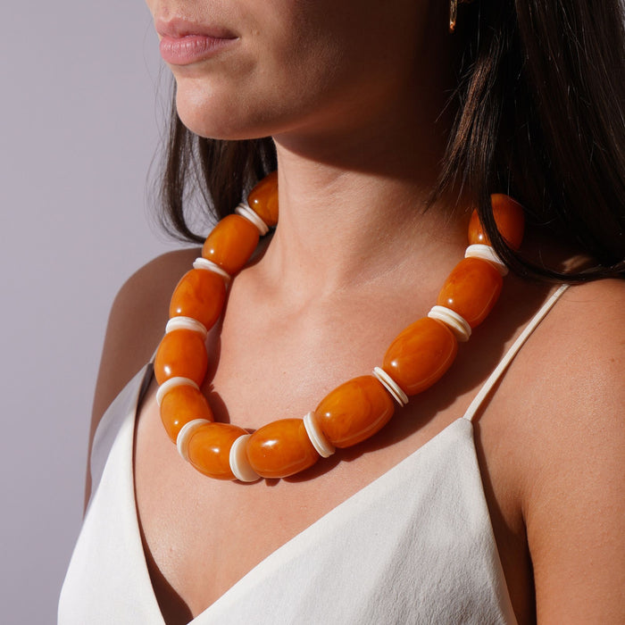 Baltic amber and Mother of Pearl necklace