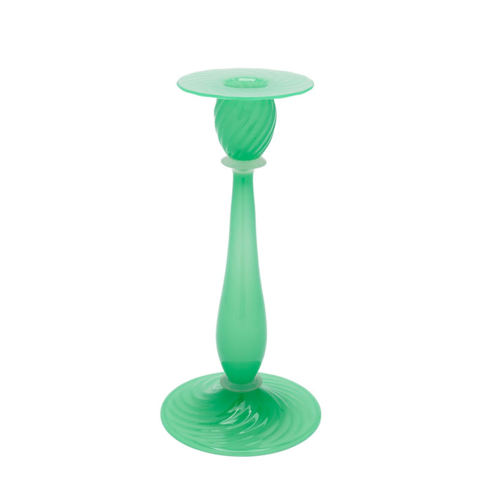 Jade and alabaster glass candlestick by Steuben (1900's)