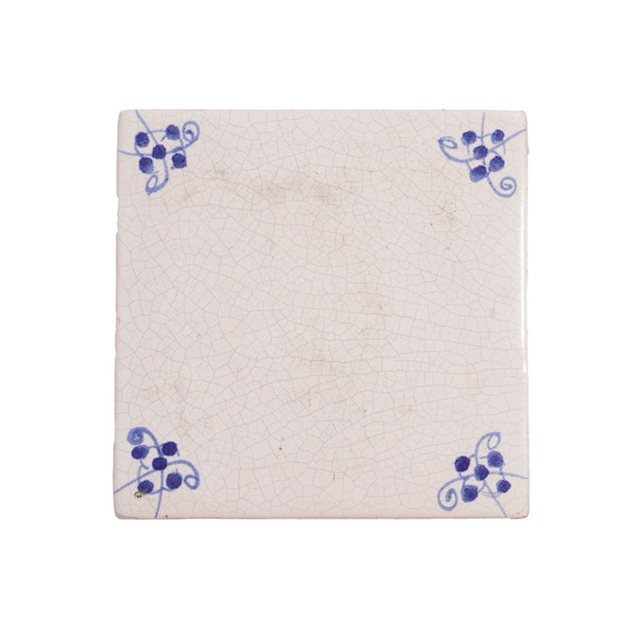 Set of 3 Delft tiles with cobalt spider corners (c. 1700)