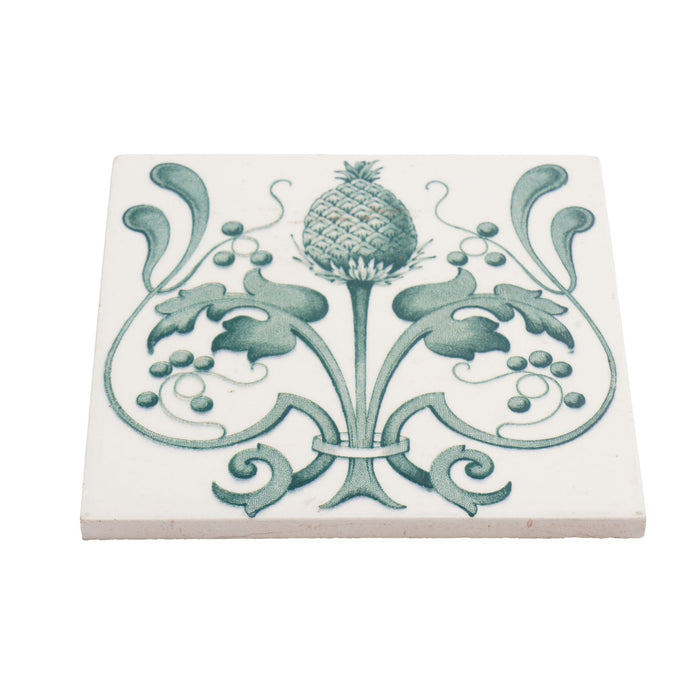 Belgian Art Nouveau tile with floral design (c. 1920)