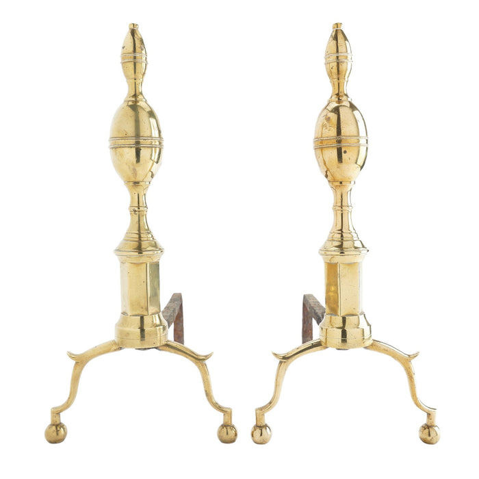 Pair of Boston double lemon top andirons (c. 1790)