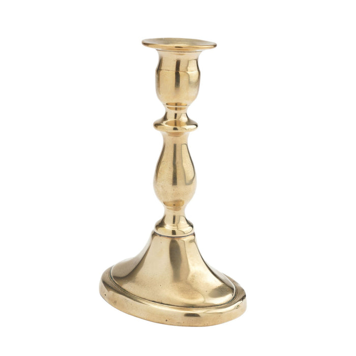 English cast brass oval base candlestick by William A. Harrison (c. 1791-1818)