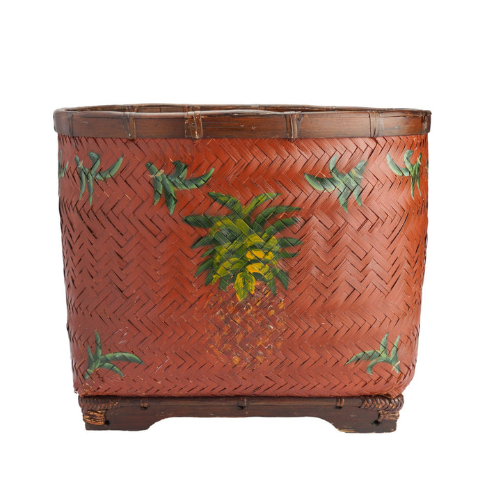 Indonesian woven & painted bamboo basket (1950's)