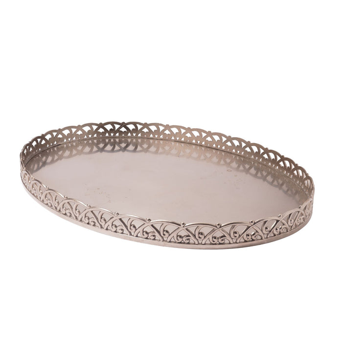 Vintage oval pewter hollowware gallery tray (1960-70)
