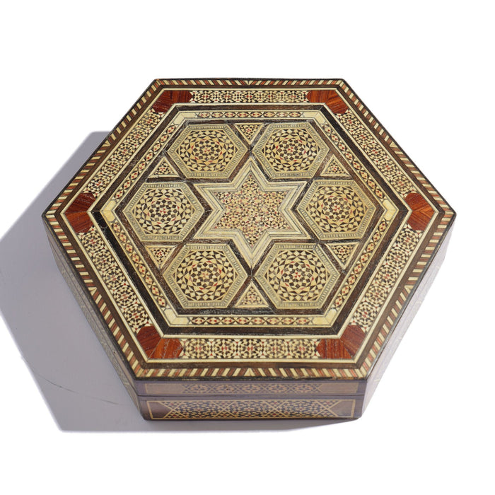 Vintage octagonal Damascus box