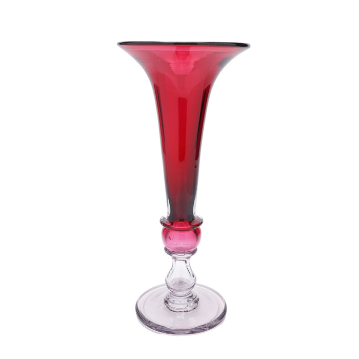 Large English trumpet form cranberry glass vase (c. 1850-1900)