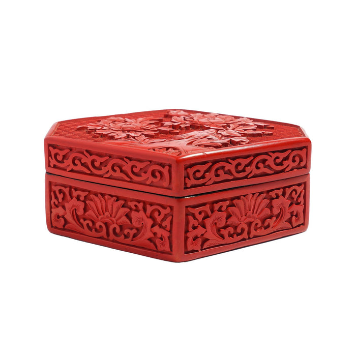 Chinese hexagonal cinnabar box, c. 1900's