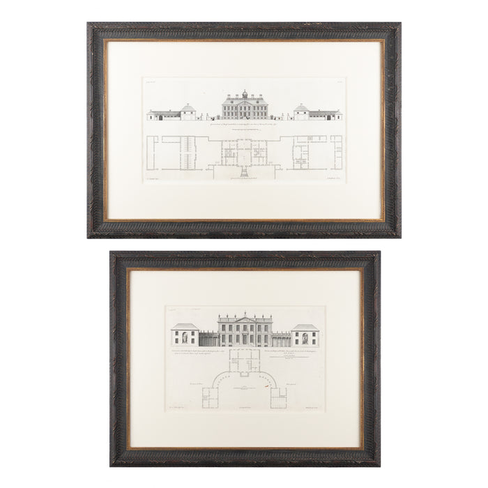 Two architectural engravings from Volume III of Vitruvius Britannicus by Colen Campbell (1725)