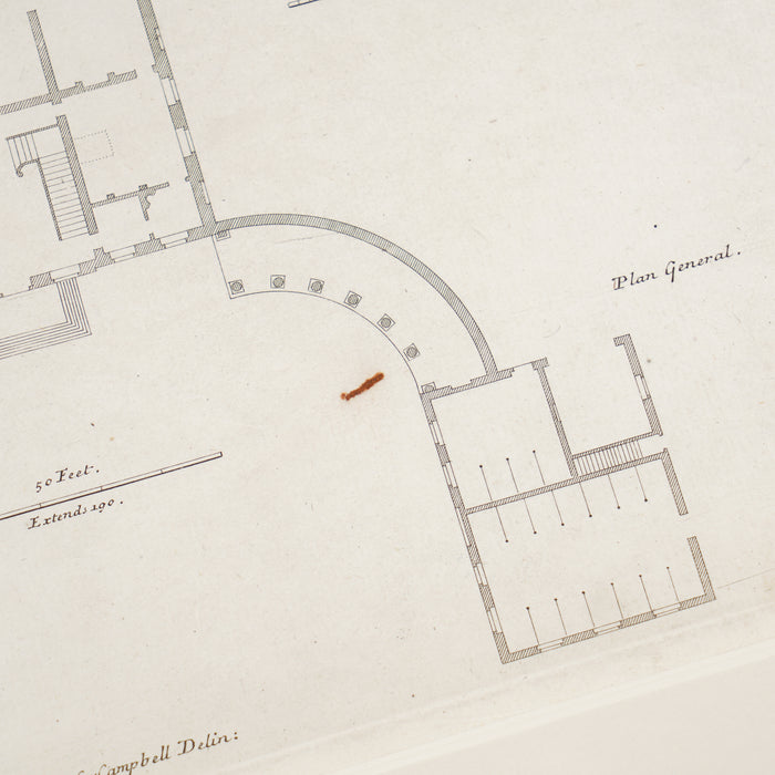 Two architectural engravings from Volume III of Vitruvius Britannicus by Colen Campbell (1725)