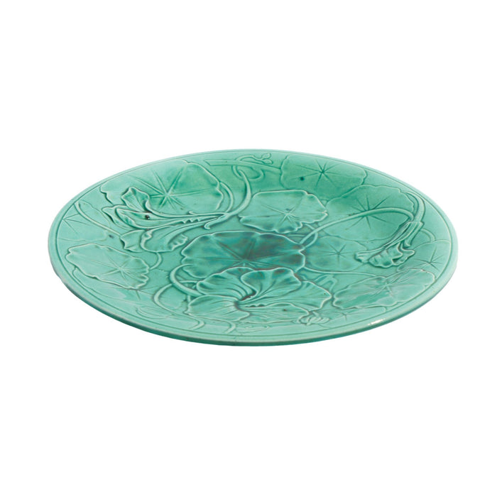 English majolica ceramic greenware dessert plate (c. 1820)