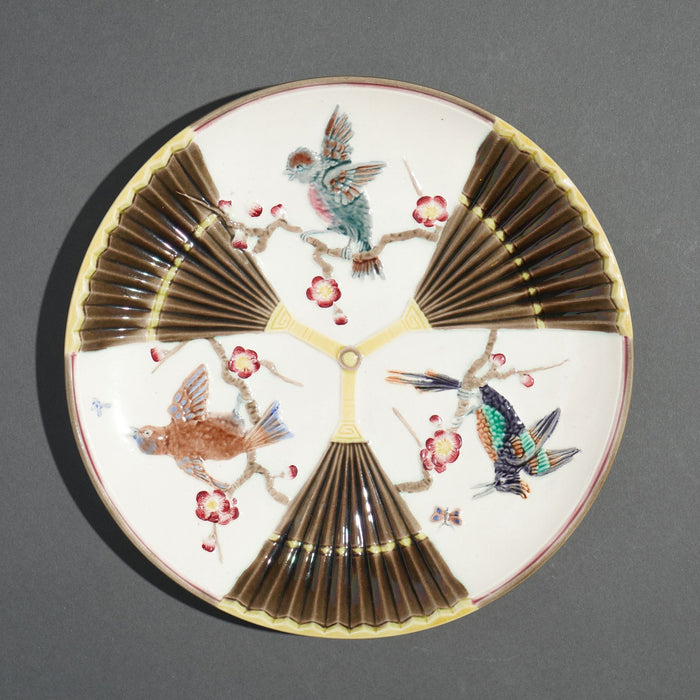 Polychrome glazed Argenta majolica plate by Wedgwood (c. 1884)