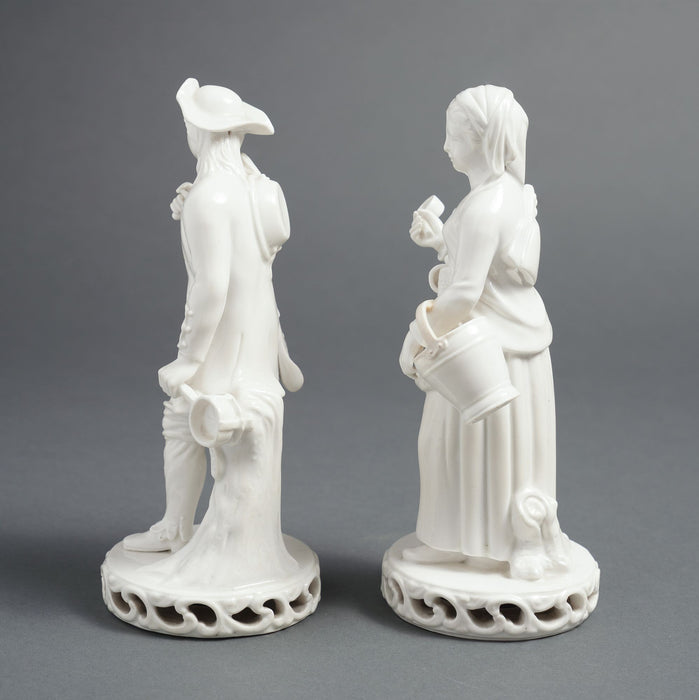 Pair of English Blanc du Chine figures by Stevenson & Hancock (1863-66)